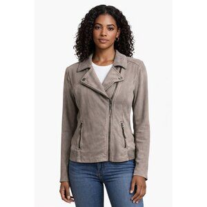 Marrakech Taupe Moto Jacket Women’s Large Zip Front Stretch Casual Layer